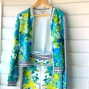 Matching floral jacket and pants